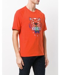 rotes bedrucktes T-Shirt mit einem Rundhalsausschnitt von Kenzo