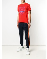 rotes bedrucktes T-Shirt mit einem Rundhalsausschnitt von Kenzo