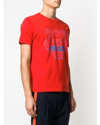 rotes bedrucktes T-Shirt mit einem Rundhalsausschnitt von Kenzo