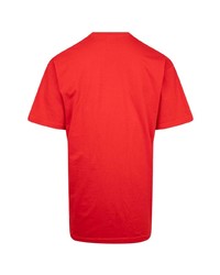 rotes bedrucktes T-Shirt mit einem Rundhalsausschnitt von Supreme