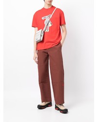 rotes bedrucktes T-Shirt mit einem Rundhalsausschnitt von Jacquemus