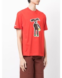 rotes bedrucktes T-Shirt mit einem Rundhalsausschnitt von Jacquemus