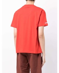 rotes bedrucktes T-Shirt mit einem Rundhalsausschnitt von Jacquemus