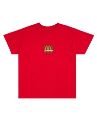 rotes bedrucktes T-Shirt mit einem Rundhalsausschnitt von Travis Scott Astroworld