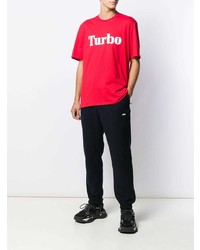 rotes bedrucktes T-Shirt mit einem Rundhalsausschnitt von MSGM