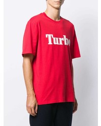 rotes bedrucktes T-Shirt mit einem Rundhalsausschnitt von MSGM