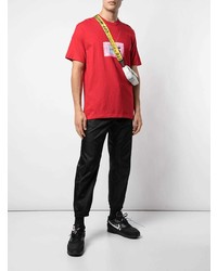 rotes bedrucktes T-Shirt mit einem Rundhalsausschnitt von Supreme