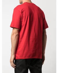 rotes bedrucktes T-Shirt mit einem Rundhalsausschnitt von Supreme