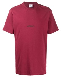 rotes bedrucktes T-Shirt mit einem Rundhalsausschnitt von Vetements
