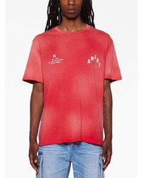 rotes bedrucktes T-Shirt mit einem Rundhalsausschnitt von Amiri