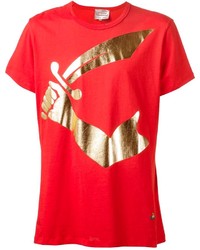rotes bedrucktes T-Shirt mit einem Rundhalsausschnitt von Vivienne Westwood