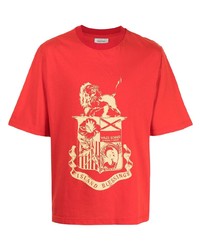 rotes bedrucktes T-Shirt mit einem Rundhalsausschnitt von Wales Bonner