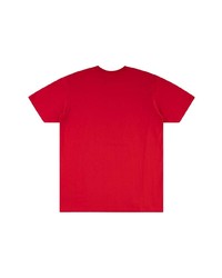 rotes bedrucktes T-Shirt mit einem Rundhalsausschnitt von Supreme