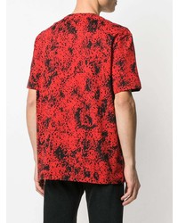 rotes bedrucktes T-Shirt mit einem Rundhalsausschnitt von Versace