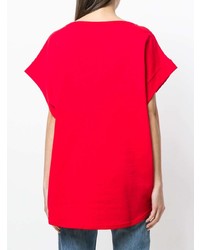 rotes bedrucktes T-Shirt mit einem Rundhalsausschnitt von Gaelle Bonheur
