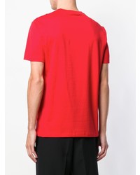 rotes bedrucktes T-Shirt mit einem Rundhalsausschnitt von Versace