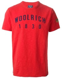 rotes bedrucktes T-Shirt mit einem Rundhalsausschnitt von Woolrich