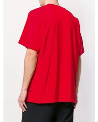 rotes bedrucktes T-Shirt mit einem Rundhalsausschnitt von MSGM