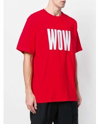 rotes bedrucktes T-Shirt mit einem Rundhalsausschnitt von MSGM