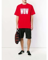 rotes bedrucktes T-Shirt mit einem Rundhalsausschnitt von MSGM