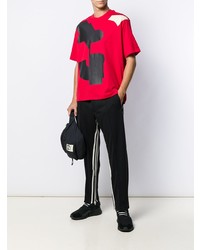 rotes bedrucktes T-Shirt mit einem Rundhalsausschnitt von Y-3
