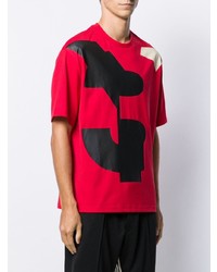 rotes bedrucktes T-Shirt mit einem Rundhalsausschnitt von Y-3