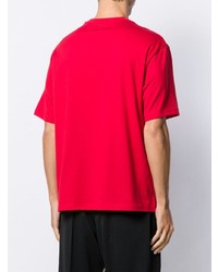 rotes bedrucktes T-Shirt mit einem Rundhalsausschnitt von Y-3