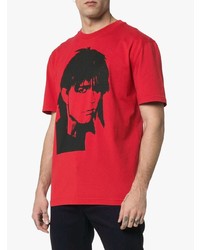 rotes bedrucktes T-Shirt mit einem Rundhalsausschnitt von Calvin Klein 205W39nyc