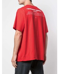 rotes bedrucktes T-Shirt mit einem Rundhalsausschnitt von Off-White