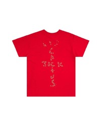 rotes bedrucktes T-Shirt mit einem Rundhalsausschnitt von Travis Scott Astroworld