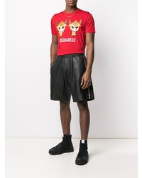 rotes bedrucktes T-Shirt mit einem Rundhalsausschnitt von DSQUARED2