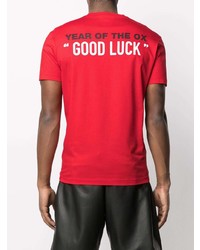 rotes bedrucktes T-Shirt mit einem Rundhalsausschnitt von DSQUARED2