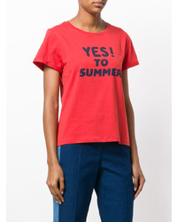 rotes bedrucktes T-Shirt mit einem Rundhalsausschnitt von A.P.C.
