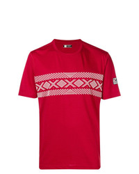 rotes bedrucktes T-Shirt mit einem Rundhalsausschnitt von Z Zegna