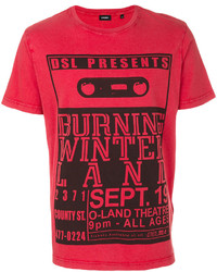 rotes bedrucktes T-shirt von Diesel