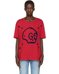 rotes bedrucktes T-shirt von Gucci