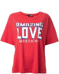 rotes bedrucktes T-shirt von Love Moschino
