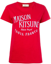 rotes bedrucktes T-shirt von MAISON KITSUNE