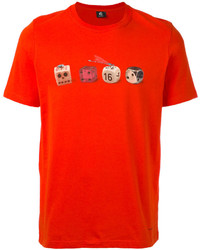 rotes bedrucktes T-shirt von Paul Smith