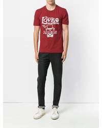 rotes bedrucktes T-shirt von Love Moschino