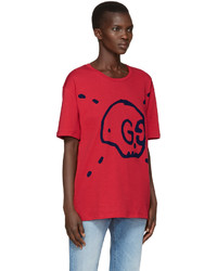 rotes bedrucktes T-shirt von Gucci