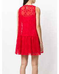 rotes besticktes gerade geschnittenes Kleid von Ermanno Ermanno