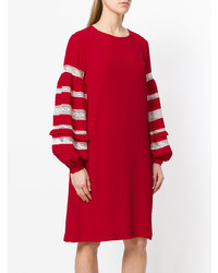 rotes besticktes gerade geschnittenes Kleid von P.A.R.O.S.H.