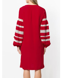 rotes besticktes gerade geschnittenes Kleid von P.A.R.O.S.H.
