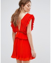 rotes besticktes Kleid von Moon River