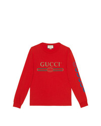 rotes besticktes Langarmshirt von Gucci