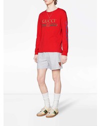 rotes besticktes Langarmshirt von Gucci