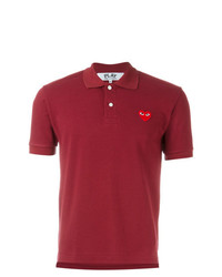 rotes besticktes Polohemd von Comme Des Garcons Play