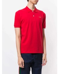 rotes besticktes Polohemd von Comme Des Garcons Play