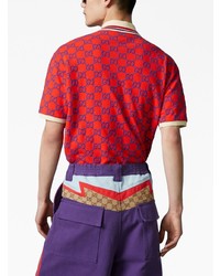 rotes besticktes Polohemd von Gucci